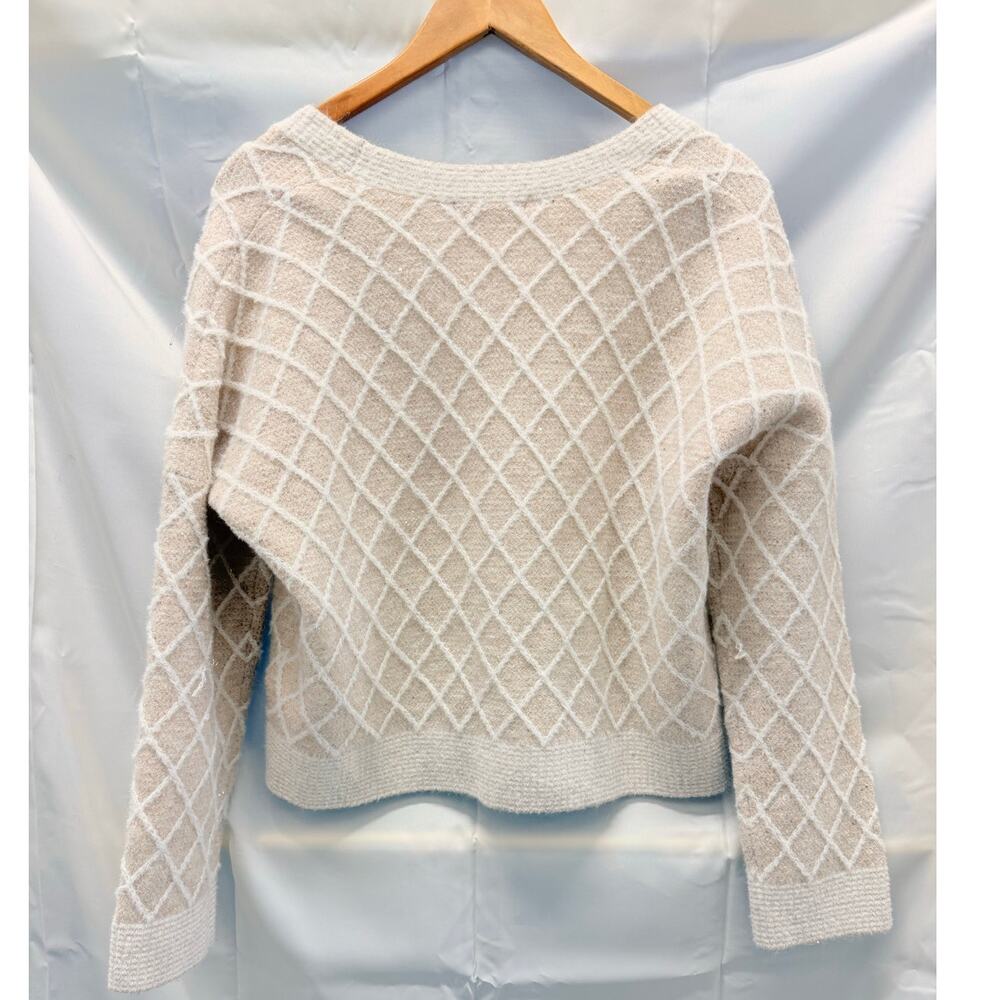 MAJE Moovida‎ Metallic Cardigan Sweater In Camel Fall Preppy Minimalist Luxury - Picture 6 of 7